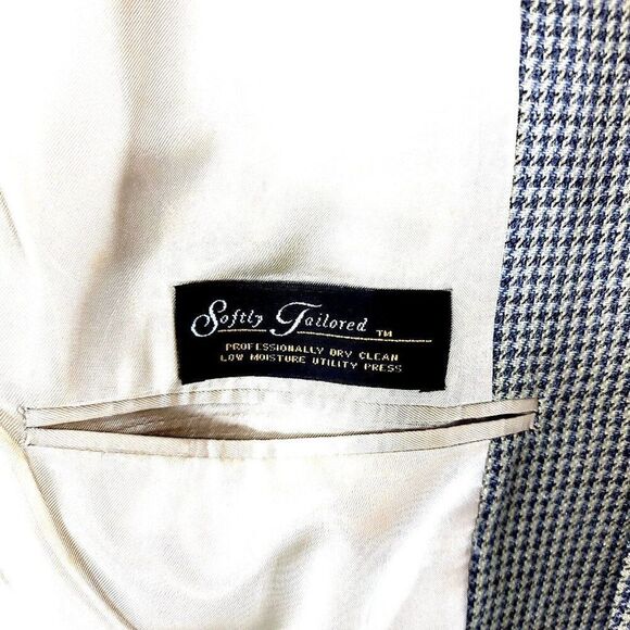 Hart Schaffner Marx Wool 2 Button Sport Coat 42R Gray Tan Green Houndstooth Soft - Picture 8 of 11